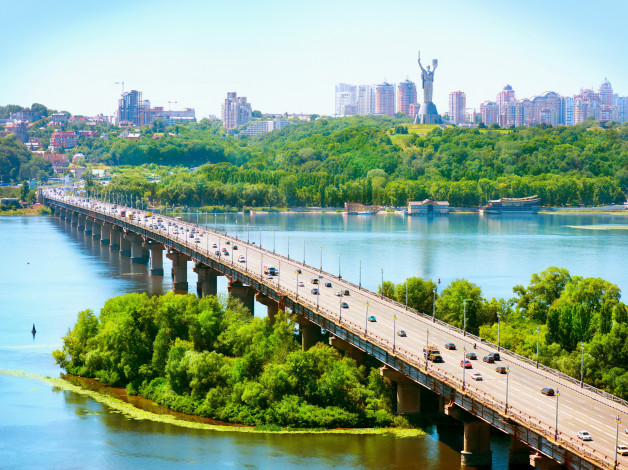 Обои картинки фото города, киев , украина, мост, река, киев