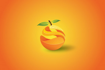 Картинка векторная+графика еда+ food фон пистья апельсин
