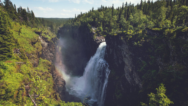 Обои картинки фото природа, водопады, поток, скала