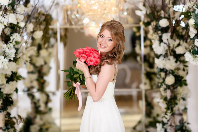 Обои картинки фото девушки, -unsort , невесты, белое, платье, невеста