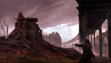 Картинка видео+игры assassin`s+creed +syndicate человек оружие развалины трубы акведук дома