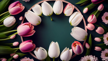 Картинка рис рисованное цветы букет весна тюльпаны ии-арт нейросеть
