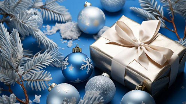 Обои картинки фото праздничные, подарки и коробочки, шарики, голубые, рождество, подарки, новый, год, синие, ёлочные, игрушки, новогодние, украшения