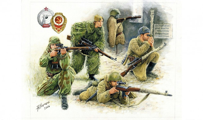 Обои картинки фото рисованные, армия, снайперы