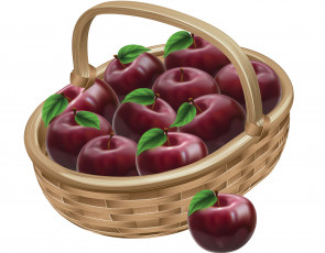 Картинка векторная+графика корзина яблока