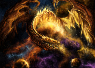 Картинка фэнтези драконы дракон звезды крылья монстр