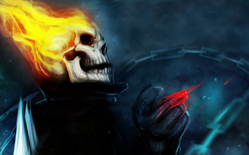 Картинка призрачный+гонщик фэнтези нежить череп огонь скелет ghost rider призрачный гонщик