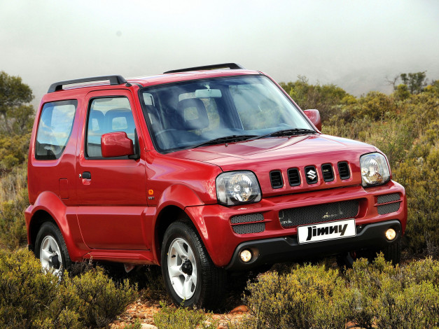 Обои картинки фото автомобили, suzuki, jimny, za-spec, jb43, 2006г, красный