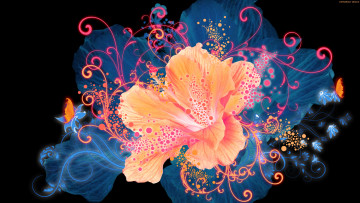 Картинка векторная+графика цветы flower свечение цветок графика