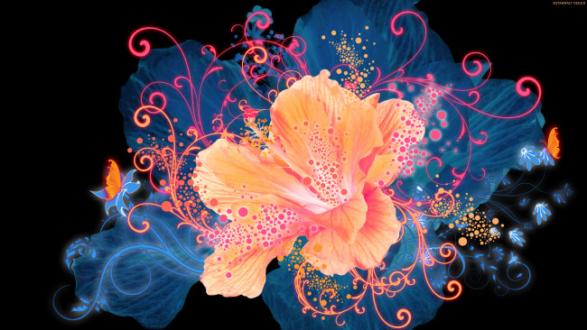 Обои картинки фото векторная графика, цветы, flower, свечение, цветок, графика