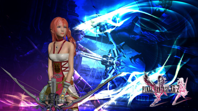 Обои картинки фото видео игры, final fantasy xiii-2, девушка, взгляд, фон