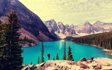 Картинка природа реки озера moraine lake banff national park canada landscape озеро лес