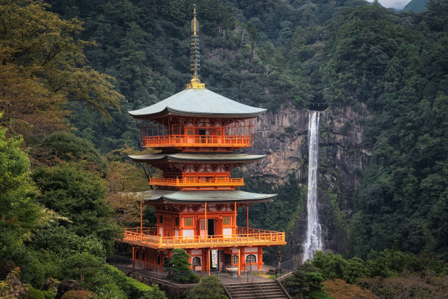 Обои картинки фото города, - буддийские и другие храмы, храм, водопад