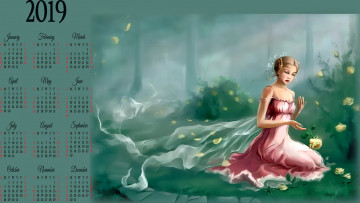 Картинка календари фэнтези цветы девушка