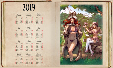 Картинка календари фэнтези женщина шкура морда