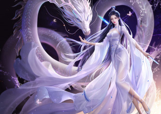 Картинка фэнтези красавицы+и+чудовища девушка дракон