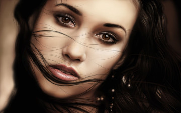 Картинка рисованные люди девушка лицо взгляд глаза ресницы губы волосы