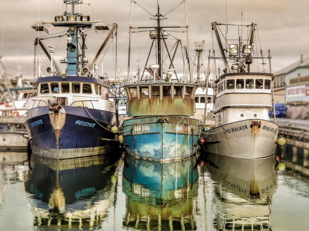 Обои картинки фото корабли, другое, порт, рыболовы