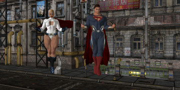 Картинка 3д+графика фантазия+ fantasy взгляд девушка мужчина фон супермены