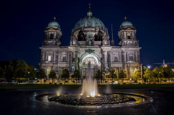 Картинка berliner+dom города берлин+ германия дворец площадь ночь