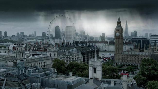 Обои картинки фото города, лондон , великобритания, дождь, над, городом, лондон