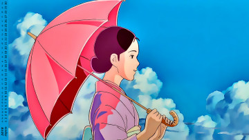 Картинка календари аниме женщина профиль зонт