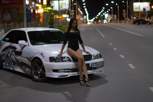 Обои картинки фото автомобили, -авто с девушками, toyota, chaser