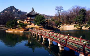 Картинка хана намити города мосты гора мост храм япония пейзаж