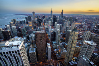 Картинка chicago города Чикаго сша здания океан побережье небоскрёбы панорама