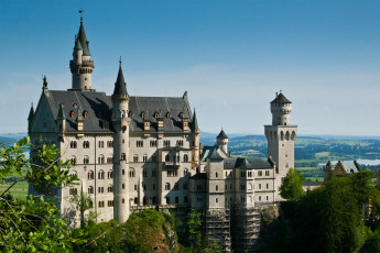 Картинка города замок нойшванштайн германия башни пейзаж