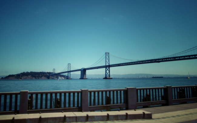 Обои картинки фото города, мосты, набережная, река, мост, oakland bay bridge, san francisco, california