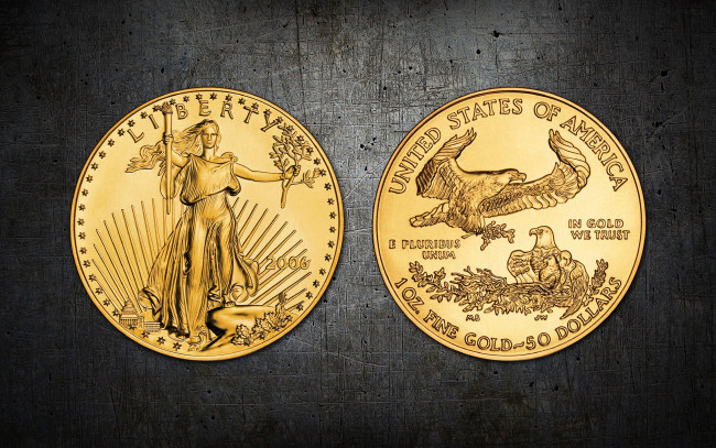 Обои картинки фото разное, золото, купюры, монеты, 50, долларов, монета