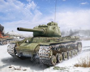 Картинка рисованные армия тяжелый советский kv-85 клим ворошилов танк кв-85 д-5т 85-мм калибр