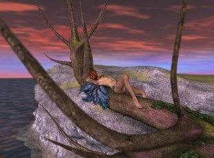 Картинка 3д+графика эльфы+ elves фея взгляд фон дерево ветки