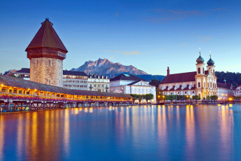 Картинка города люцерн+ швейцария мост
