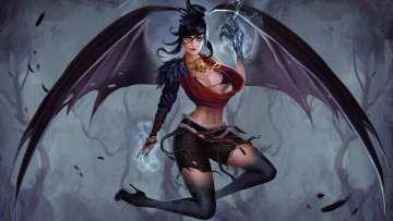 Картинка видео+игры dragon+age fantasy арт art morrigan красотка dragon age фигура demon wings game