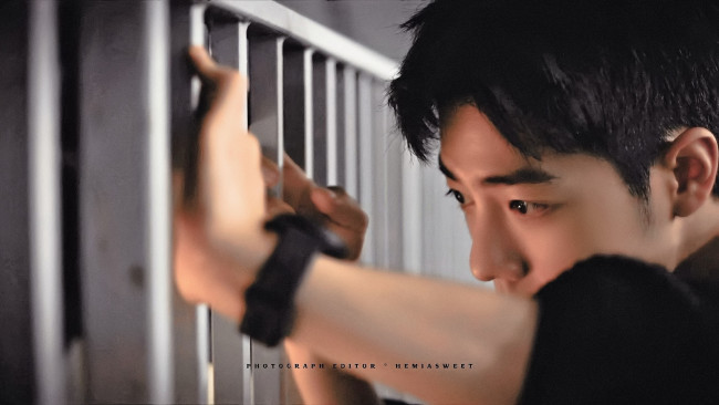 Обои картинки фото мужчины, xiao zhan, актер, лицо, решетка