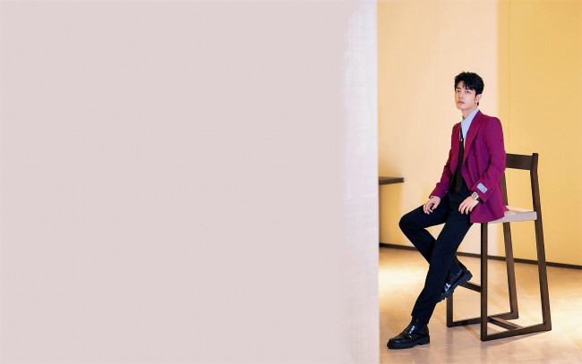 Обои картинки фото мужчины, xiao zhan, актер, пиджак, стул