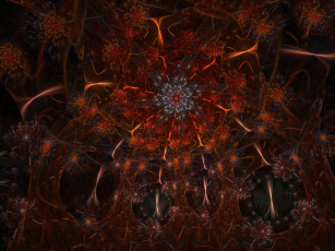 Картинка 3д графика fractal фракталы фон темный цвета узор линии