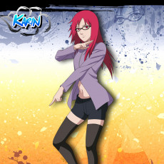 Картинка аниме naruto карин девушка персонаж рубашка шорты взгляд красные волосы поза очки наруто шиппуден