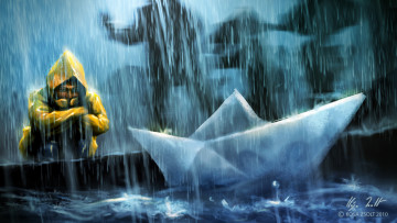 Картинка фэнтези люди человек дождь