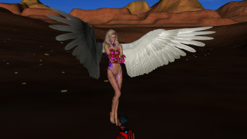 Картинка 3д+графика ангел+ angel взгляд девушка горы ангел фон