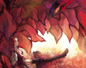 Картинка аниме yu-gi-oh дракон девушка