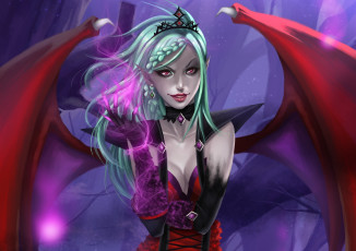 Картинка фэнтези демоны вампир крылья evelyn арт девушка демон succubus