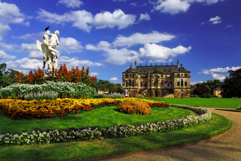 Картинка города дрезден+ германия скульптура и замок в саду гроссер гартен дрезден