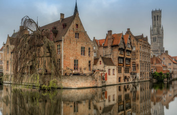 обоя bruges, города, брюгге , бельгия, канал, дома