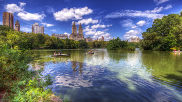 Картинка города нью-йорк+ сша озеро центральный парк нью-йорк пейзаж