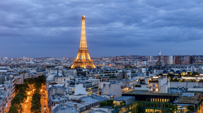 Обои картинки фото города, париж , франция, утро, башня