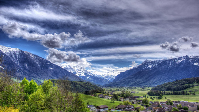 Обои картинки фото города, - пейзажи, швейцария, весенний, горный, пейзаж, из, кальтбрунн