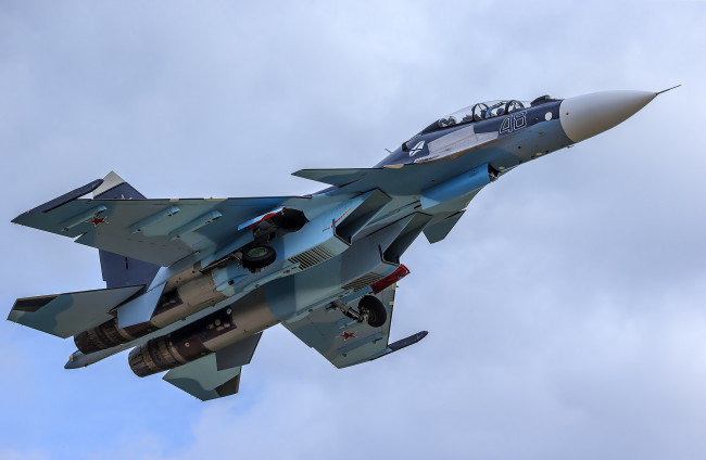 Обои картинки фото su-30sm, авиация, боевые самолёты, ввс, россия